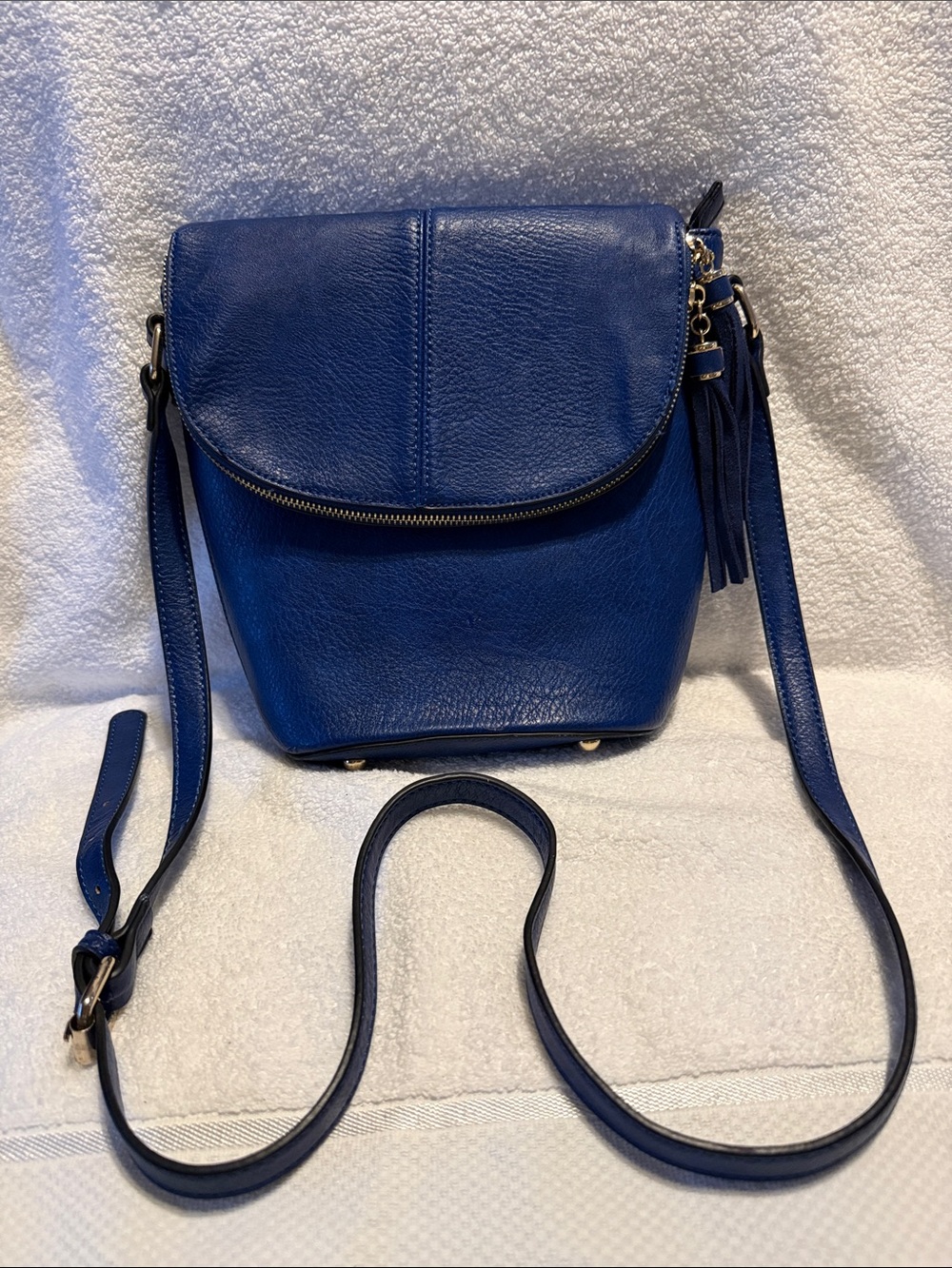 Women's Nubuck Blue Leather Crossbody Bag - Designer Style